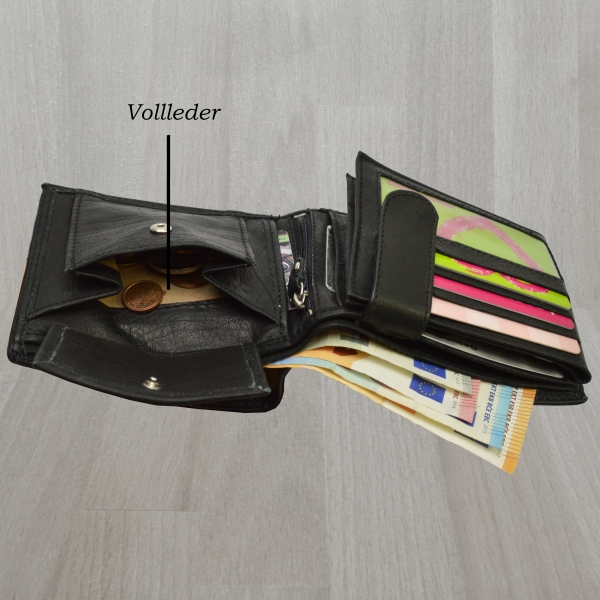 Büffelledergeldbörse Herrenbrieftasche Volllederausstattung mit Doppelnaht